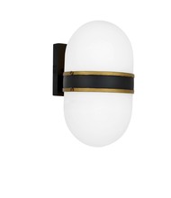 Crystorama CAP-8501-MK-TG - Brian Patrick Flynn for Crystorama Capsule Outdoor 1 Light Matte Black & Textured Gold Wall Mount