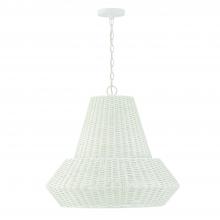 Capital 347842HH - 24"W x 22.75"H 4-Light Pendant in Chalk White with Hand-Woven Painted Rattan