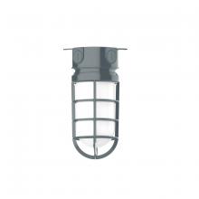 Montclair Light Works FMC050-40-G07 - 5 1/2" Vaportite flush mount ceiling light with frosted glass and cast guard, Slate Gray