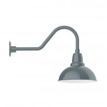 Montclair Light Works GNB106-40-W12-L12 - 12" Cafe shade, LED Gooseneck Wall mount with wire grill, Slate Gray
