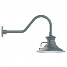 Montclair Light Works GNB142-40-G06 - 12" Homestead shade, gooseneck wall mount with Frosted Glass and cast guard, Slate Gray