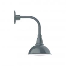 Montclair Light Works GNT105-40-W08-L10 - 8" Cafe shade, LED Curved Arm Wall mount with wire grill, Slate Gray