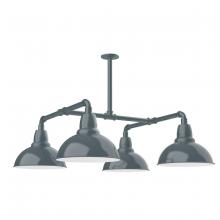 Montclair Light Works MSP106-40-W12 - 12" Cafe shade, 4-light stem hung pendant with wire grill, Slate Gray