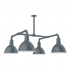 Montclair Light Works MSP115-40-W10 - 10" Deep Bowl shade, 4-light stem hung pendant with wire grill, Slate Gray