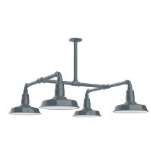 Montclair Light Works MSP181-40-W10 - 10" Warehouse shade, 4-light stem hung pendant with wire grill, Slate Gray