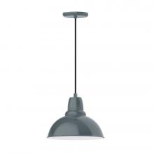 Montclair Light Works PEB106-40-W12-L12 - 12" Cafe shade, LED Pendant with black cord and canopy, wire grill, Slate Gray