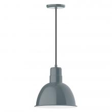 Montclair Light Works PEB116-40-W12-L12 - 12" Deep Bowl shade, LED Pendant with black cord and canopy, wire grill, Slate Gray
