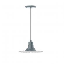 Montclair Light Works PEB158-40-C02-G06 - 12" Radial shade, pendant w/ black solid fabric cord & canopy, Frosted Glass & cast guard