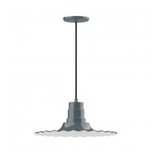 Montclair Light Works PEB159-40-C02-G06 - 16" Radial shade, pendant w/ black solid fabric cord & canopy, Frosted Glass & cast guard