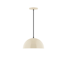 Montclair Light Works PEB432-16-C02-L12 - 12" Arcade LED Pendant, black fabric cord with canopy, Cream