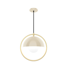 Montclair Light Works PEB510-16-91 - Orbit Round Pendant, Cream with Brushed Brass accents