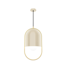 Montclair Light Works PEB515-16-91 - Orbit Oblong Pendant, Cream with Brushed Brass accents