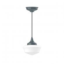 Montclair Light Works PEF021-40-C02 - 12" Schoolhouse glass, black solid fabric cord with canopy, Slate Gray