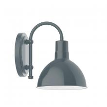 Montclair Light Works SCB114-40-G06 - 8" Deep Bowl shade, wall mount sconce with Frosted Glass and guard, Slate Gray