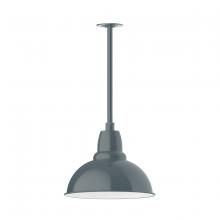 Montclair Light Works STA107-40-H36 - 14" Cafe shade, stem mount pendant with canopy, Slate Gray