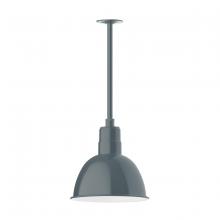 Montclair Light Works STA116-40-H36 - 12" Deep Bowl shade, stem mount pendant with canopy, Slate Gray