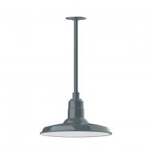 Montclair Light Works STA183-40-H36 - 14" Warehouse shade, stem mount pendant with canopy, Slate Gray