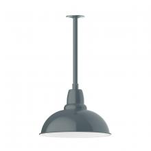 Montclair Light Works STB108-40-T36 - 16" Cafe shade, stem mount pendant with canopy, Slate Gray