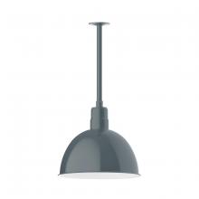 Montclair Light Works STB117-40-T36 - 16" Deep Bowl shade, stem mount pendant with canopy, Slate Gray