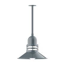 Montclair Light Works STB150-40-T36-G07 - 16" Atomic shade, stem mount pendant with canopy, Frosted Glass, Slate Gray