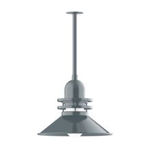 Montclair Light Works STB151-40-T36-G07 - 18" Atomic shade, stem mount pendant with canopy, Frosted Glass, Slate Gray
