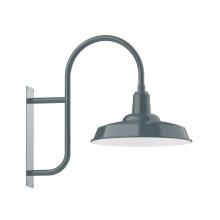 Montclair Light Works WMF185-40-G06 - 18" Warehouse shade, wall mount light with Frosted Glass and cast guard, Slate Gray