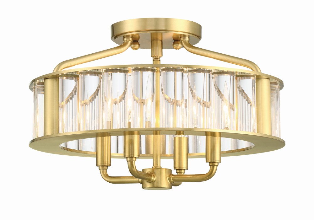 Libby Langdon for Crystorama Farris 4 Light Aged Brass Semi Flush Mount