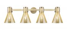 Innovations Lighting 464-4W-BB-G464C-7ME - Lawton Cone - 4 Light - 27 inch - Brushed Brass - Bath Vanity Light