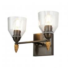 Lucas McKearn BB1000DB-2-F2G - Felice 2 Light Vanity Light In Dark Bronze With Gold Accents