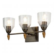Lucas McKearn BB1000DB-3-F2G - Felice 3 Light Vanity Light In Dark Bronze With Gold Accents