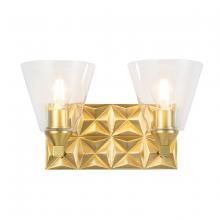 Lucas McKearn BB1302AGB-2 - Alpha 2 Light Vanity With Glass in Aged Gold Brass