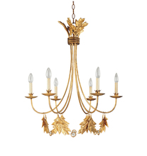 Lucas McKearn CH1159-6 - Sweet Olive French Rustic Metal and Crystal 6 Light Chandelier in Antiqued Gold