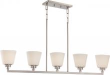 Nuvo 60/5455 - Mobili - 5 Light Island Pendant with Satin White Glass - Brushed Nickel Finish